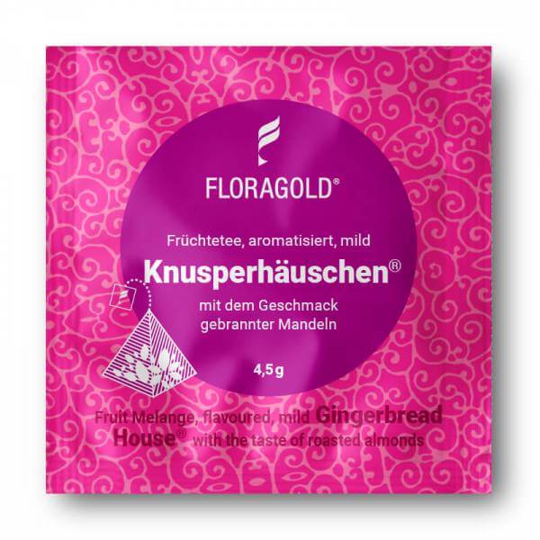 Milder Früchtetee »Knusperhäuschen« Floragold Pyramiden-Teebeutel